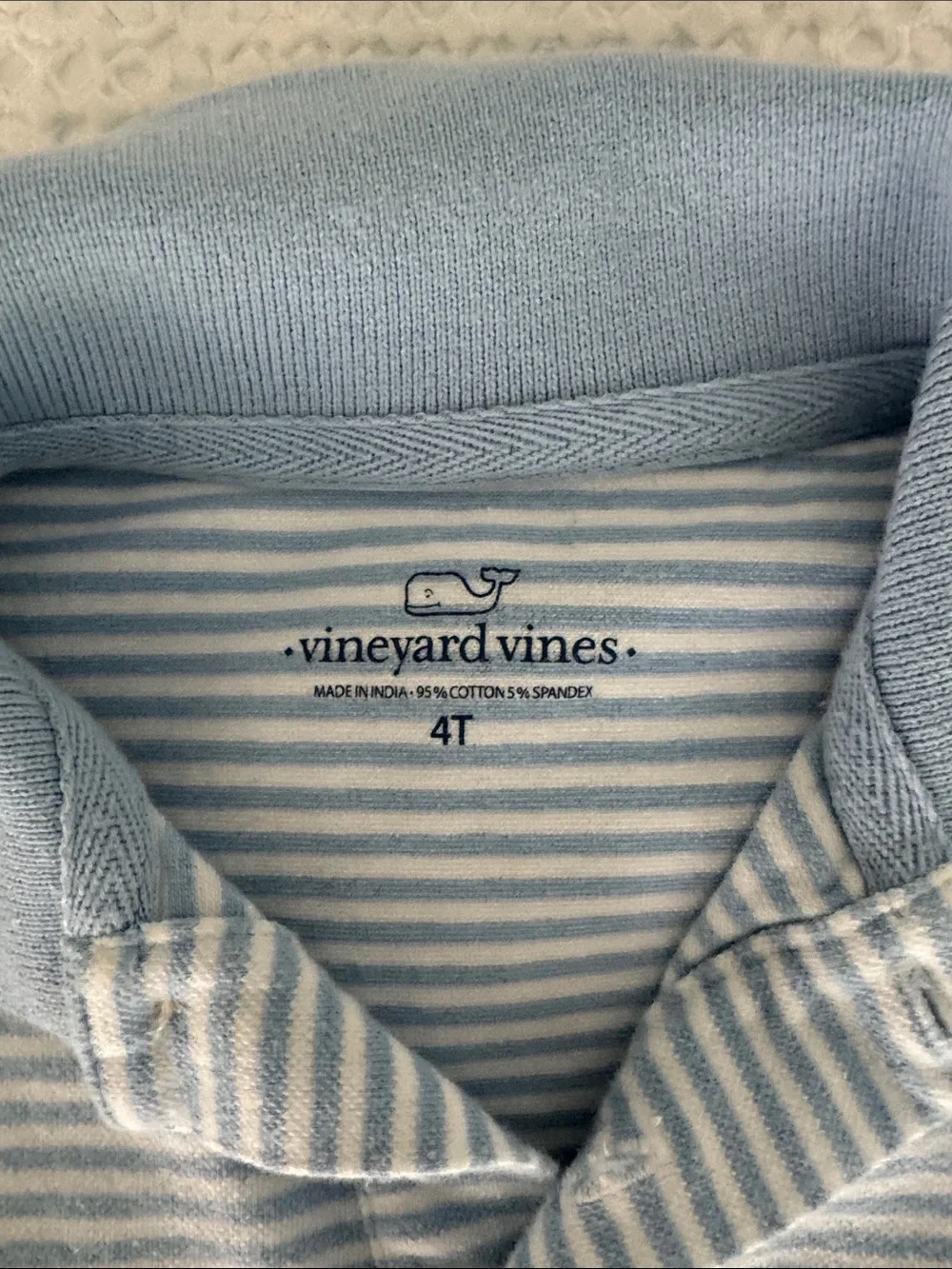 Vineyard Vines Light Blue & White Striped Polo 4T